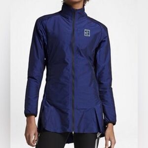 Nike Court Women's Windbreaker Lightweight Long Jacket Size L Blue